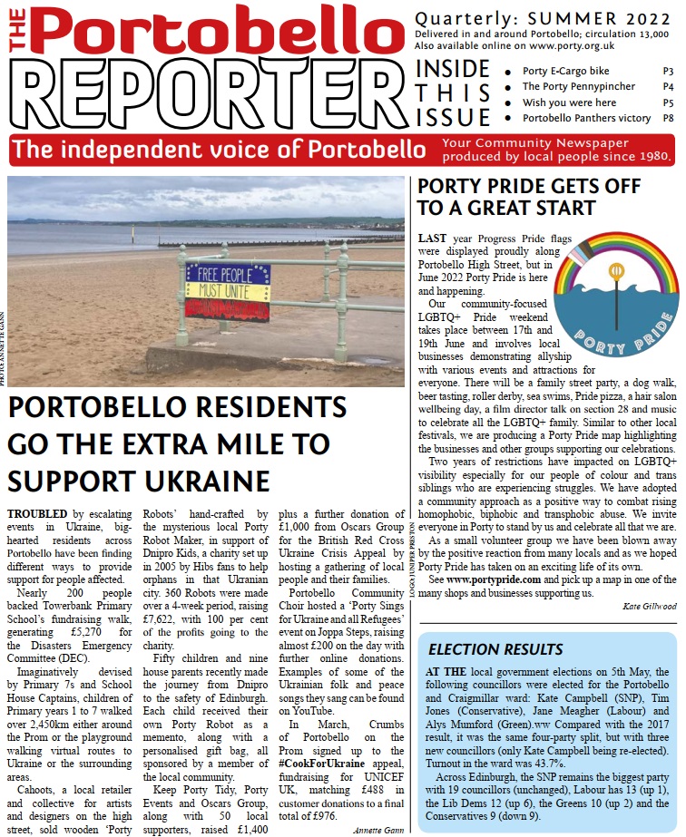 Front page of Porty Reporter, Summer 2022